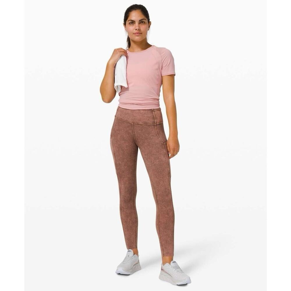 Lululemon Fast Free Tights Ice Wash Brown Earth Womens 10